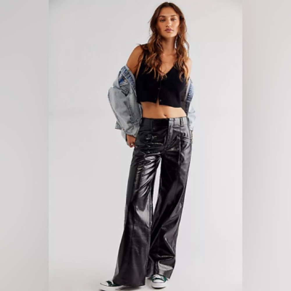 Free People Star Crossed Lovers Faux Leather Pants Size 8 NWOT $98